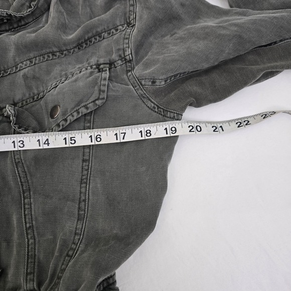 Splendid Utility Jacket XS Gray Lyocell Linen Blend Hooded Cargo Anorak Coat - Picture 6 of 11
